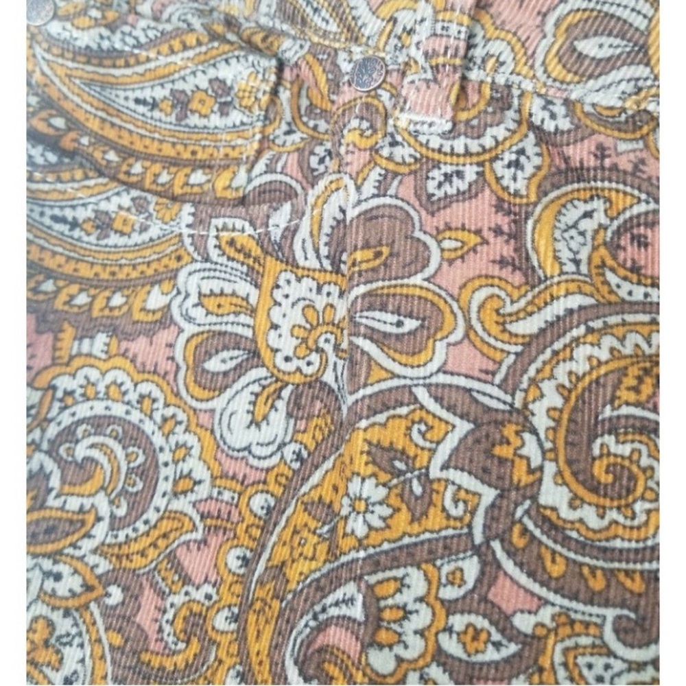 Prana Women Pants 8 Medium Skinny Corduroy Paisley Mid-Rise Brown Cotton - Picture 8 of 8